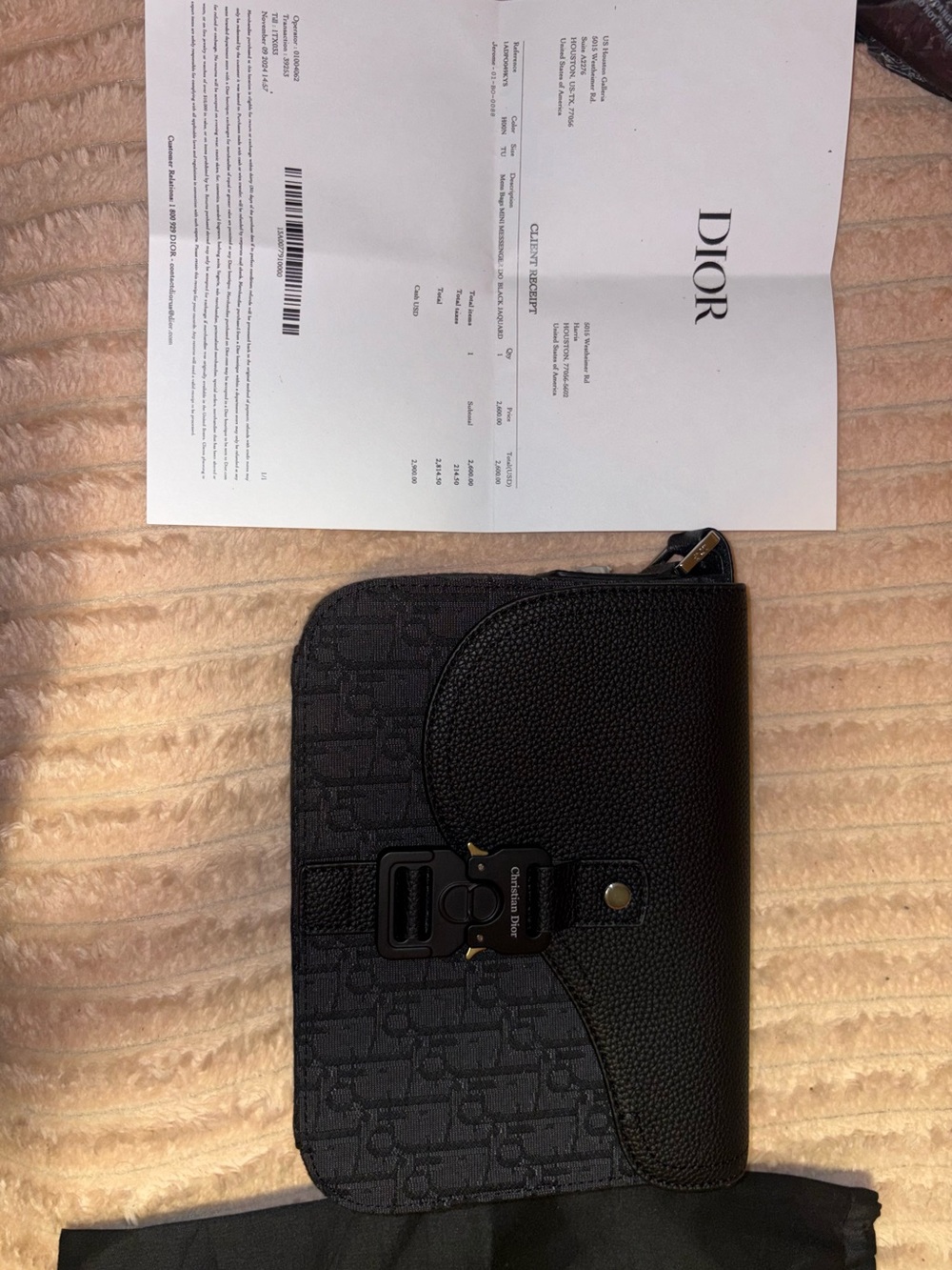 Dior Black Signature Canvas & Leather Phone Crossbody Case